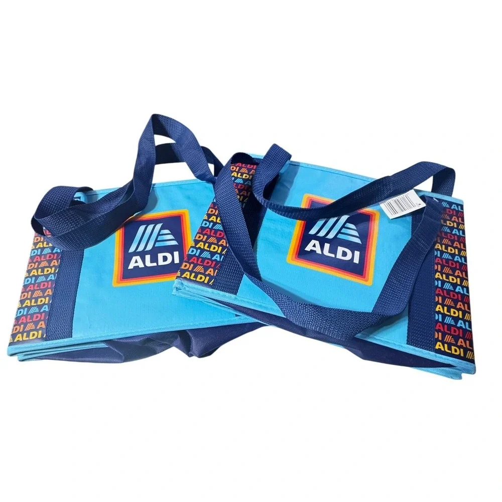 ALDI‎ Collapsible Box Bags 2 Pack 14x10x11 Blue Navy Colorful NWT